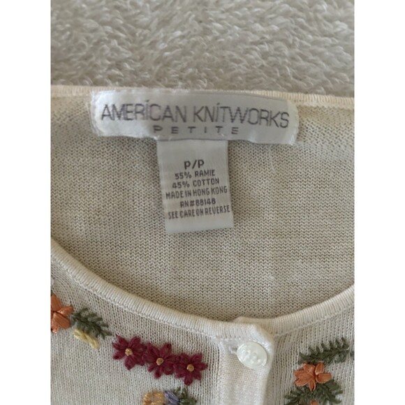 American Knitworks Petites Embroidered Cardigan Sweater Size pp - Picture 7 of 10